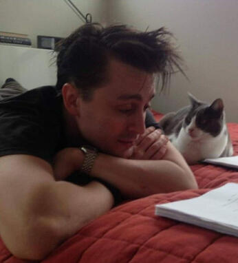 kieran culkin with a cat