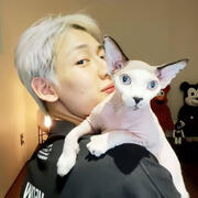 bambam with his cat latte